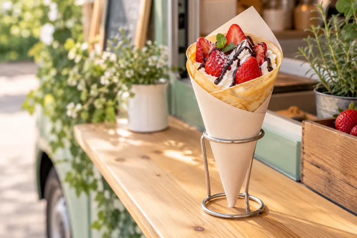 いちごとクリームのクレープのイメージ