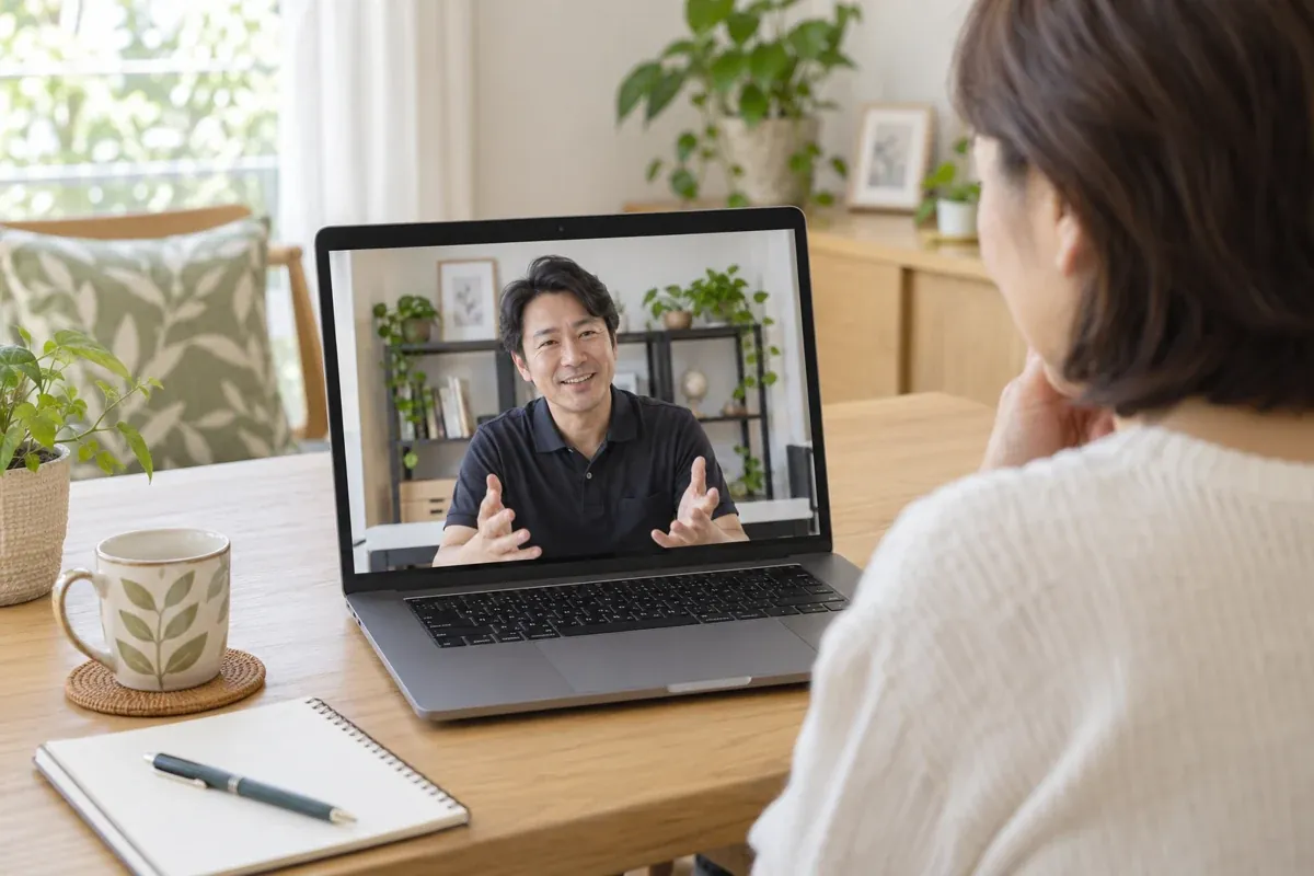 自宅から講師と話せるオンライン個別セミナーのイメージ