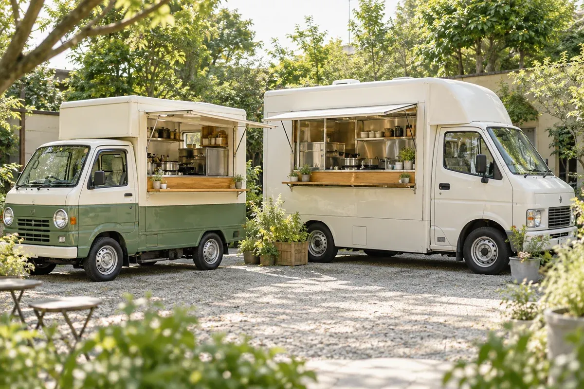 キッチンカーの種類を比較するイメージ